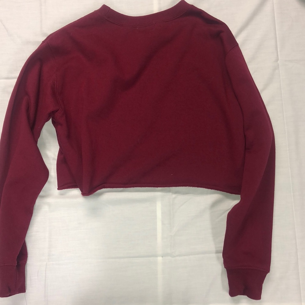 L.A. Hearts Maroon Cropped Sweatshirt - Picture 2 of 3